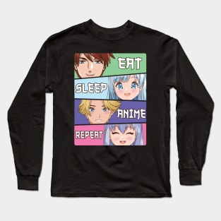 Eat Sleep Anime Repeat Long Sleeve T-Shirt